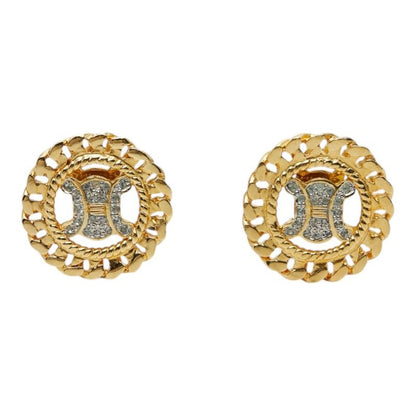 Celine Logo Earrings Gold Line Stone Plated — view 2