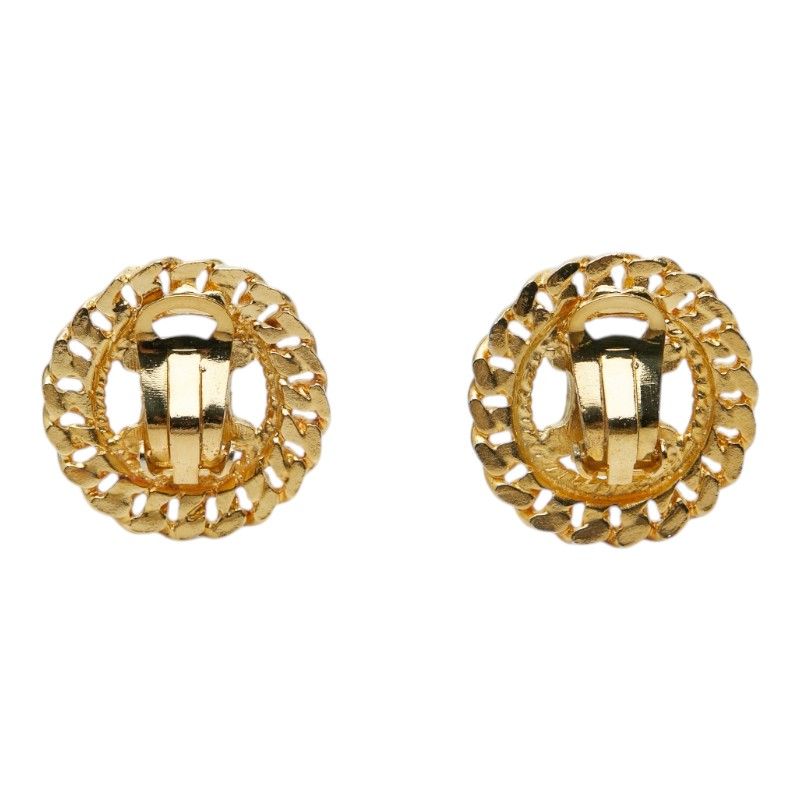Celine Logo Earrings Gold Line Stone Plated — view 3