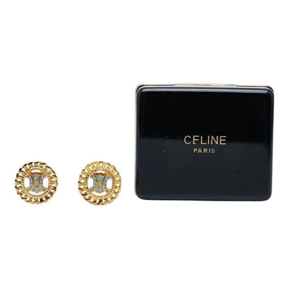 Celine Logo Earrings Gold Line Stone Plated — view 6