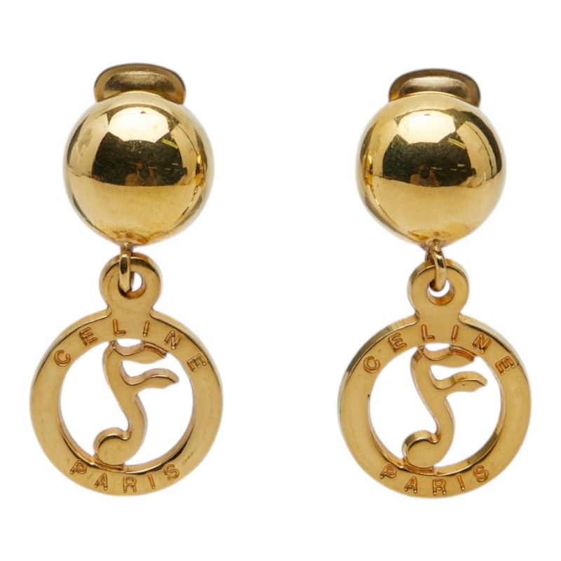 Celine Musical Note Round Earrings Gold Plated