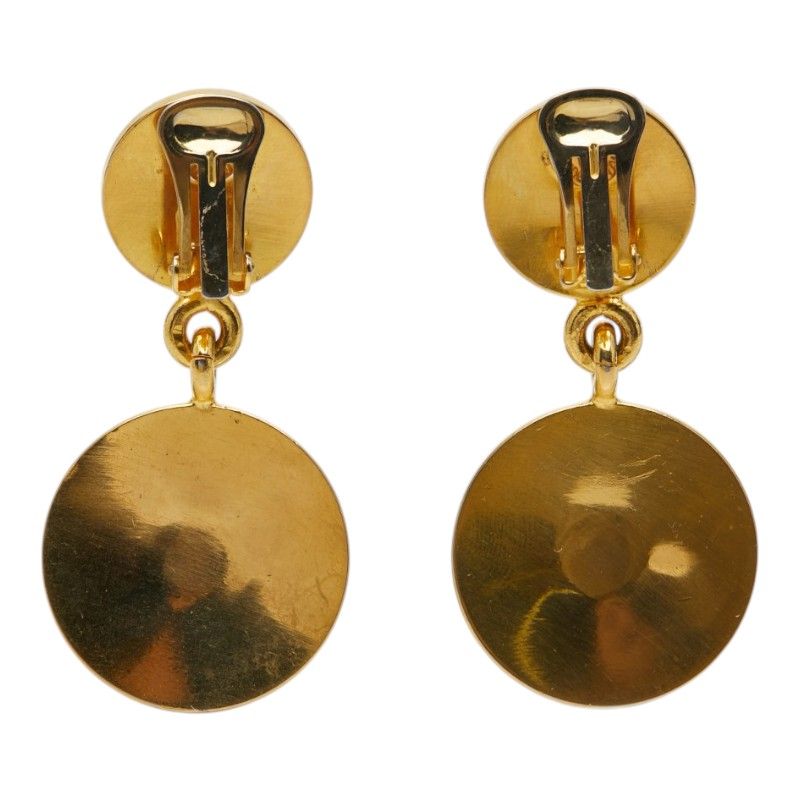 Celine Logo Vintage Round Earrings Gold Plated — view 2