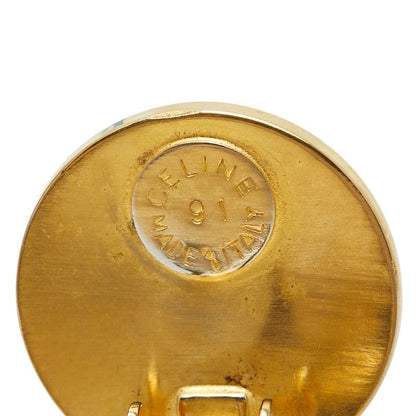 Celine Logo Vintage Round Earrings Gold Plated — view 4