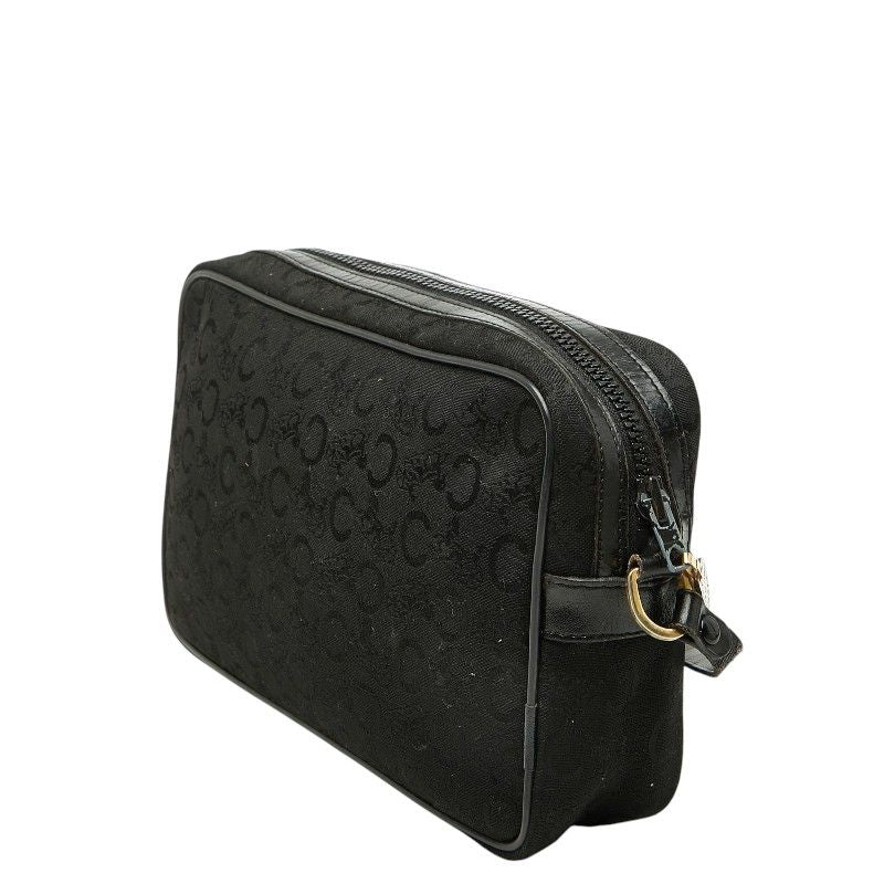 Celine C Macadam Shoulder Bag Black Canvas Leather — view 2