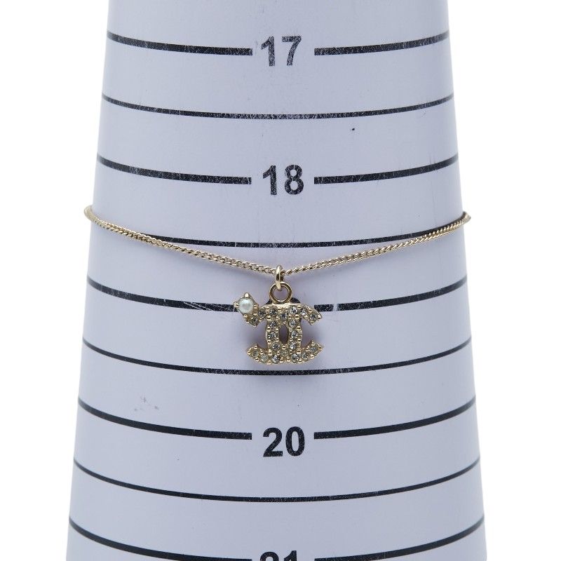 Chanel CC Logo Bracelet Gold Plated Faux Pearl Line Stone — view 6