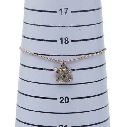 Chanel CC Logo Bracelet Gold Plated Faux Pearl Line Stone — view 6