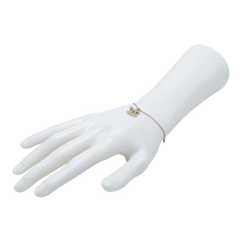 Chanel CC Logo Bracelet Gold Plated Faux Pearl Line Stone — view 7