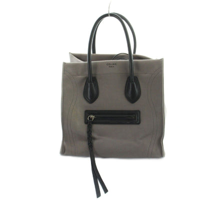 Celine Luggage Phantom Tote Hand Logo Canvas Leather Gray
