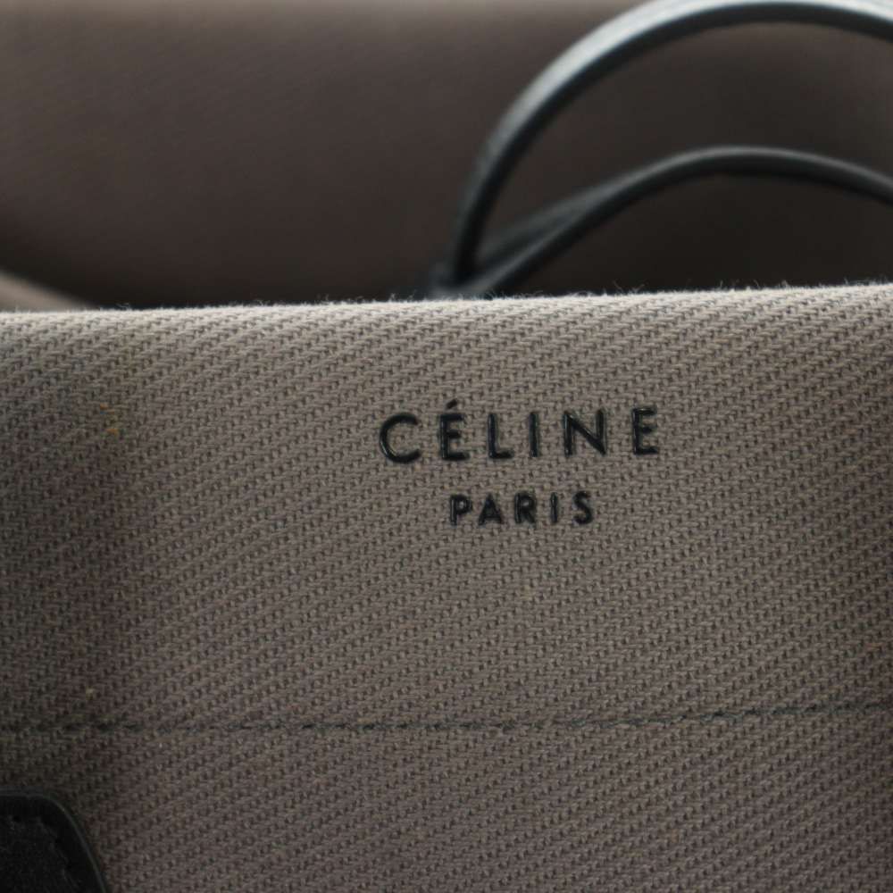 Celine Luggage Phantom Tote Hand Logo Canvas Leather Gray — view 7