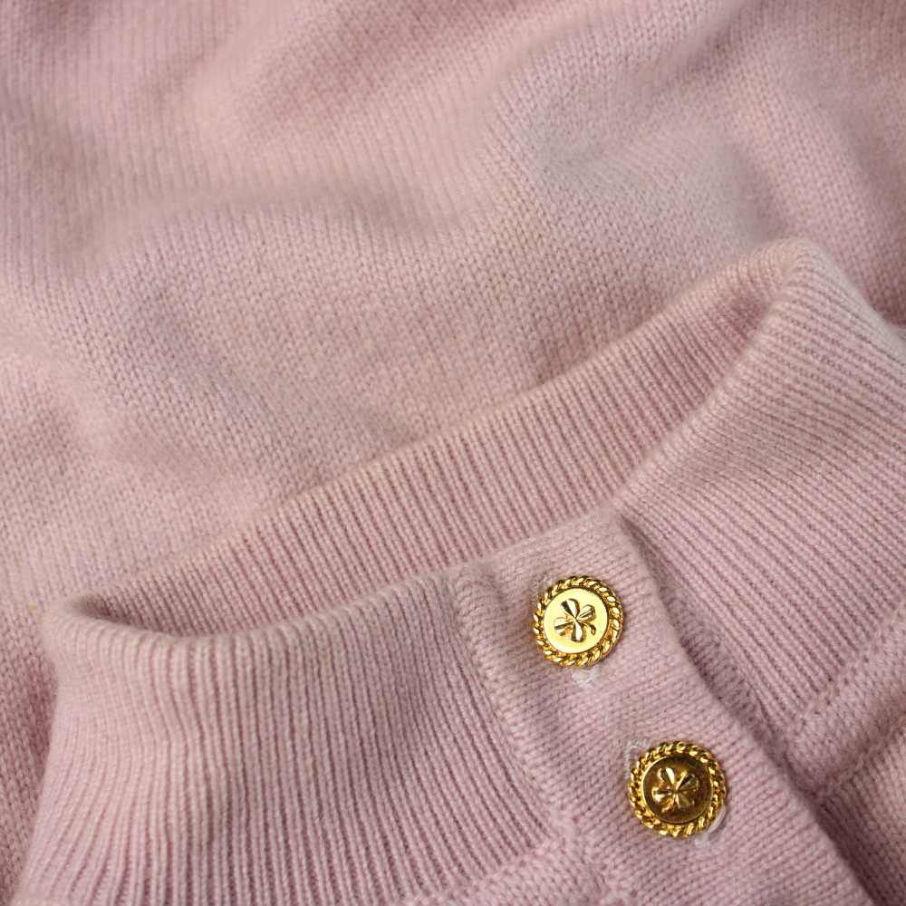 Chanel Short Sleeve Dress Knit Long High Neck Logo Gold Button 1 Pink — view 7