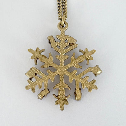 Chanel CC Logo Line Stone Necklace Snowflake Faux Pearl Gold Pink — view 2