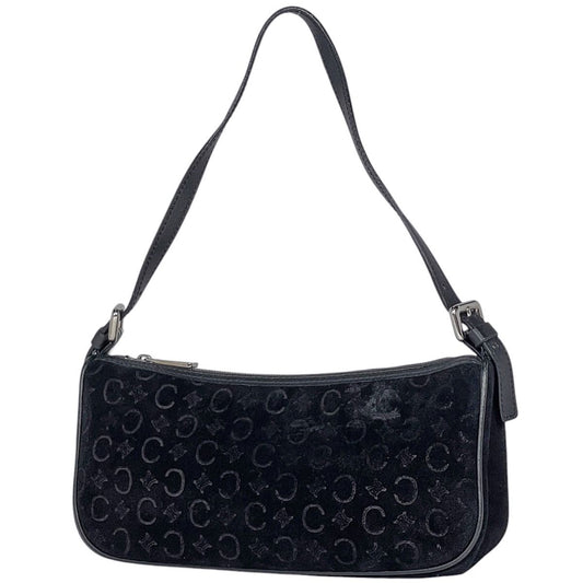 Celine C Macadam Pattern Handbag Suede Black