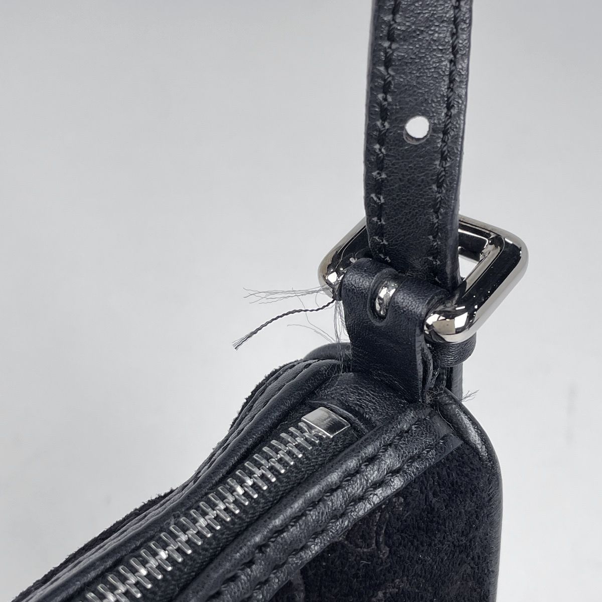 Celine C Macadam Pattern Handbag Suede Black — view 5