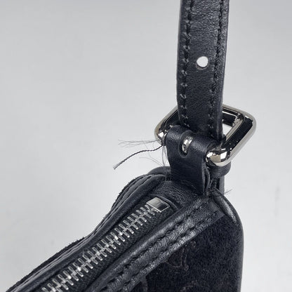Celine C Macadam Pattern Handbag Suede Black — view 5