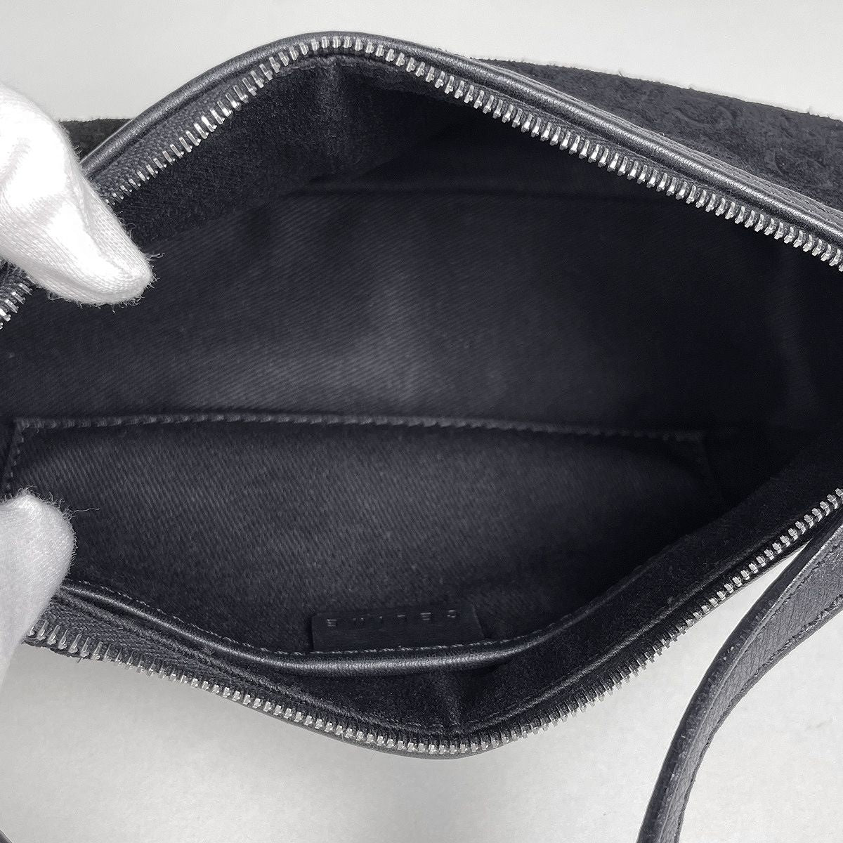 Celine C Macadam Pattern Handbag Suede Black — view 7