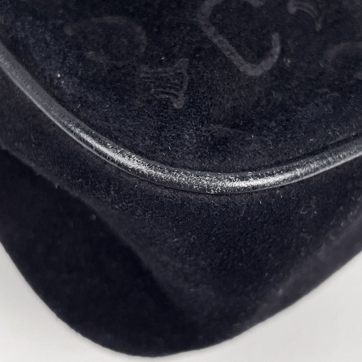 Celine C Macadam Pattern Handbag Suede Black — view 3