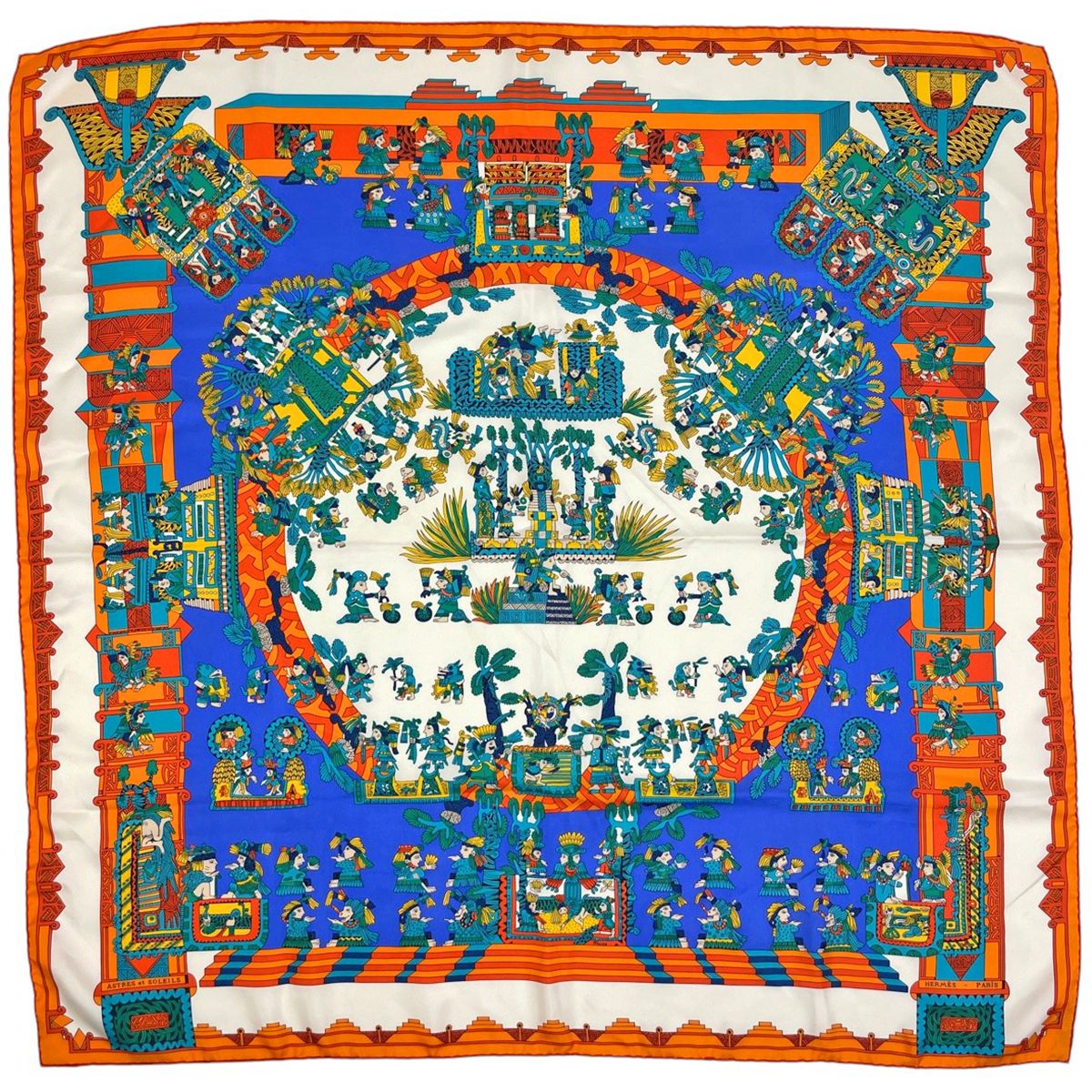 Hermes Carre 90 Astres Es Soleils Celestial Bodies and the Sun Ethnic Scarf
