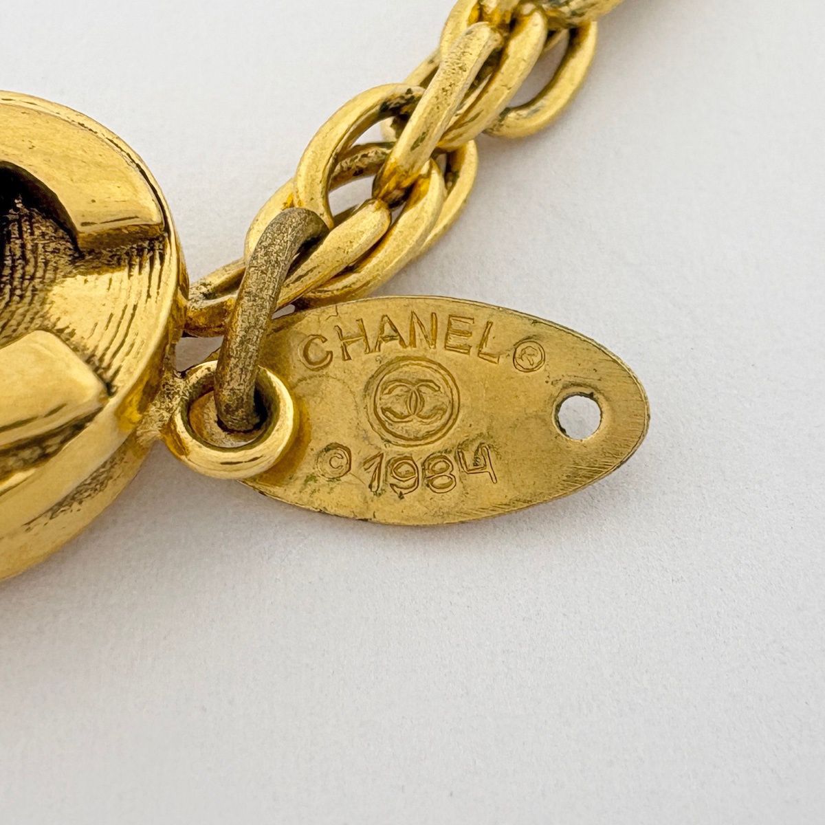 Chanel CC Logo Faux Pearl Necklace Color Stone Gold Plated — view 5
