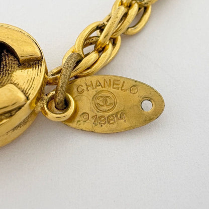 Chanel CC Logo Faux Pearl Necklace Color Stone Gold Plated — view 5