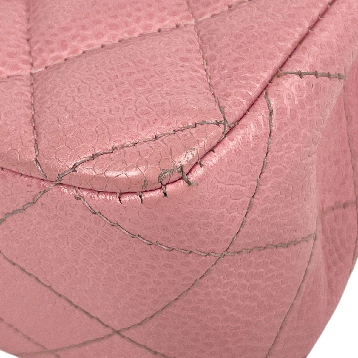 Chanel Quilted Double Flap Chain Shoulder Bag CC Logo Caviar Leather Pink — view 6