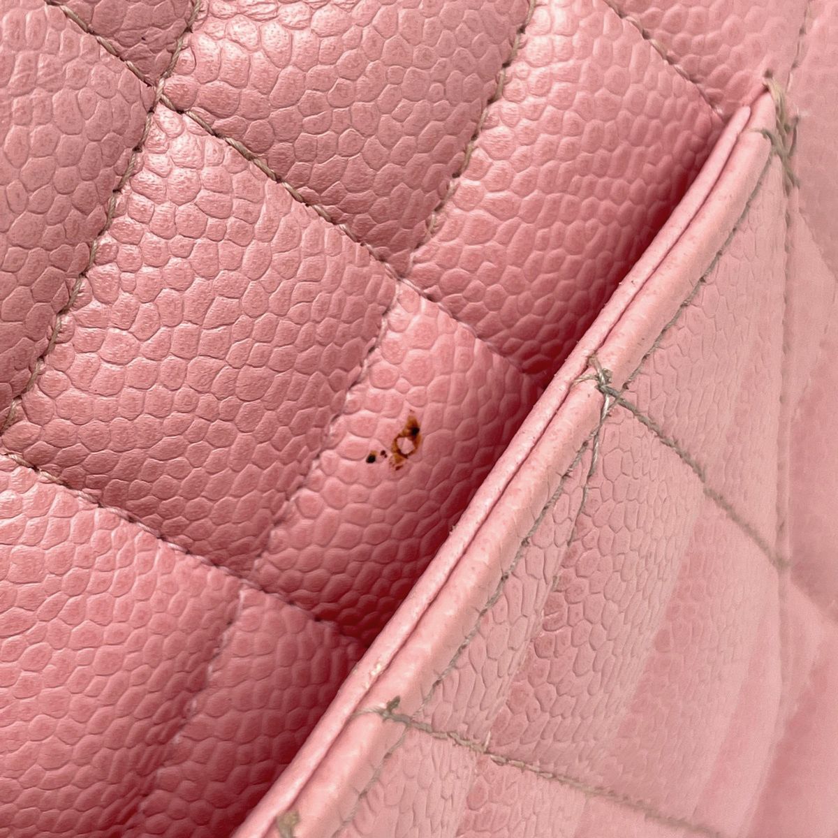 Chanel Quilted Double Flap Chain Shoulder Bag CC Logo Caviar Leather Pink — view 8
