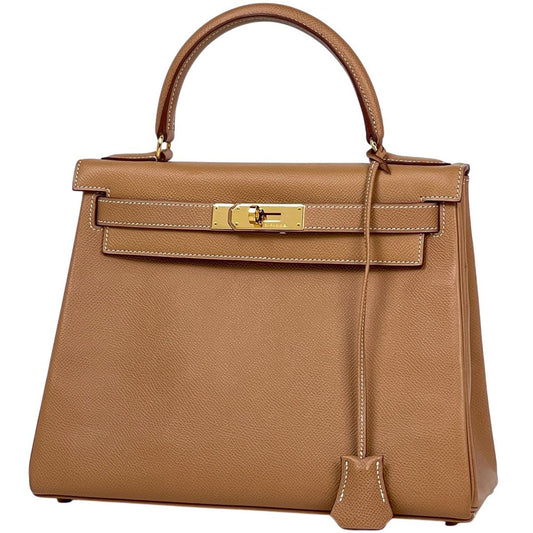 Hermes Kelly 28 Retourne 2-Way Handbag Courchevel Natural