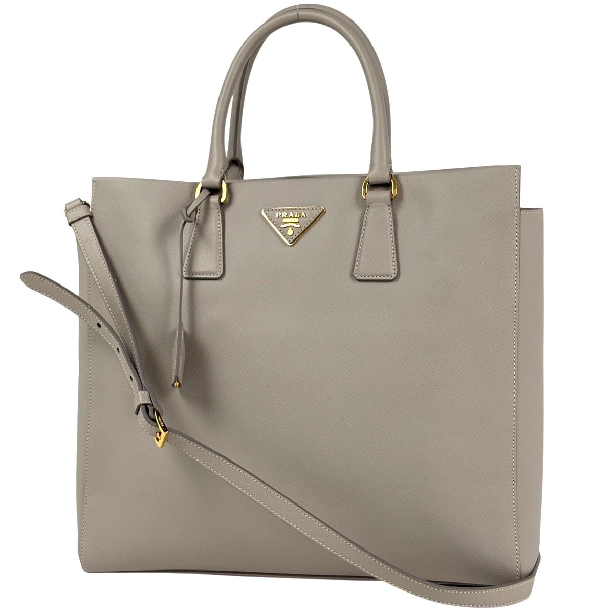 Prada Tote 2-Way Saffiano Leather Light Gray