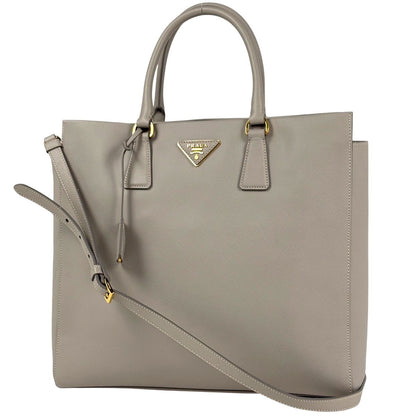 Prada Tote 2-Way Saffiano Leather Light Gray