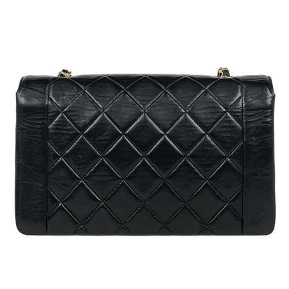 Chanel Diana Quilted Single Flap Chain Shoulder Bag CC Logo Leather Black — view 3