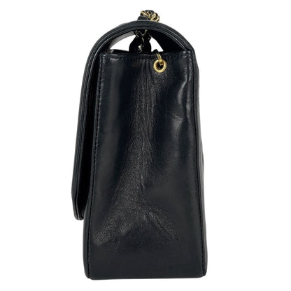 Chanel Diana Quilted Single Flap Chain Shoulder Bag CC Logo Leather Black — view 2