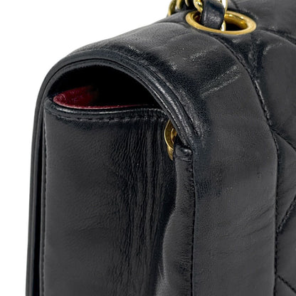 Chanel Diana Quilted Single Flap Chain Shoulder Bag CC Logo Leather Black — view 8
