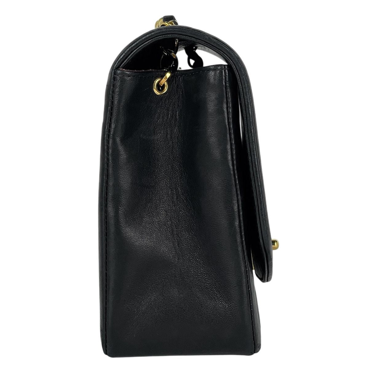 Chanel Diana Quilted Single Flap Chain Shoulder Bag CC Logo Leather Black — view 4