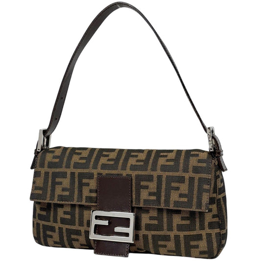 Fendi Zucca Pattern Mamma Baguette Shoulder Bag Canvas Brown