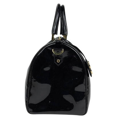 Chanel CC Logo Boston Bag 2-Way Enamel Patent Leather Black — view 2