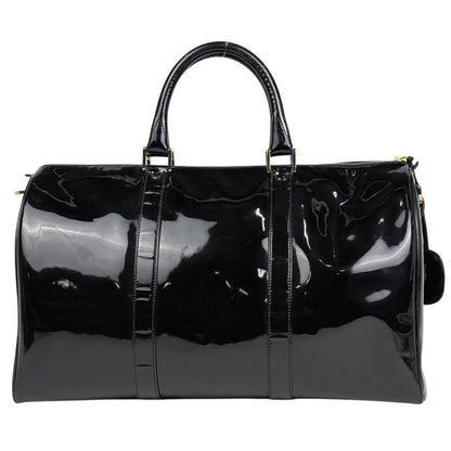Chanel CC Logo Boston Bag 2-Way Enamel Patent Leather Black — view 3