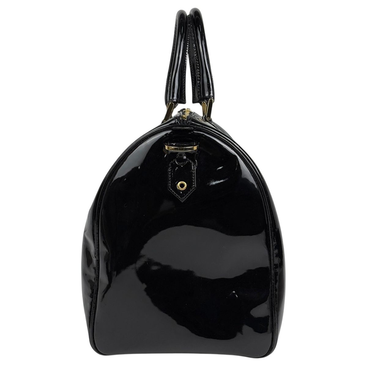 Chanel CC Logo Boston Bag 2-Way Enamel Patent Leather Black — view 4