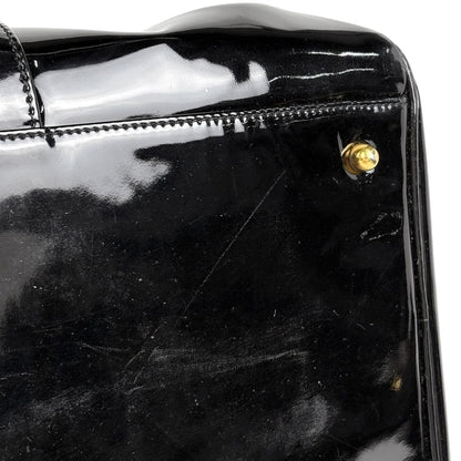 Chanel CC Logo Boston Bag 2-Way Enamel Patent Leather Black — view 6