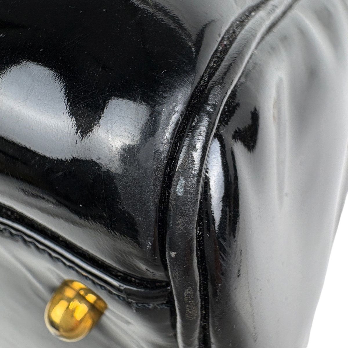 Chanel CC Logo Boston Bag 2-Way Enamel Patent Leather Black — view 7