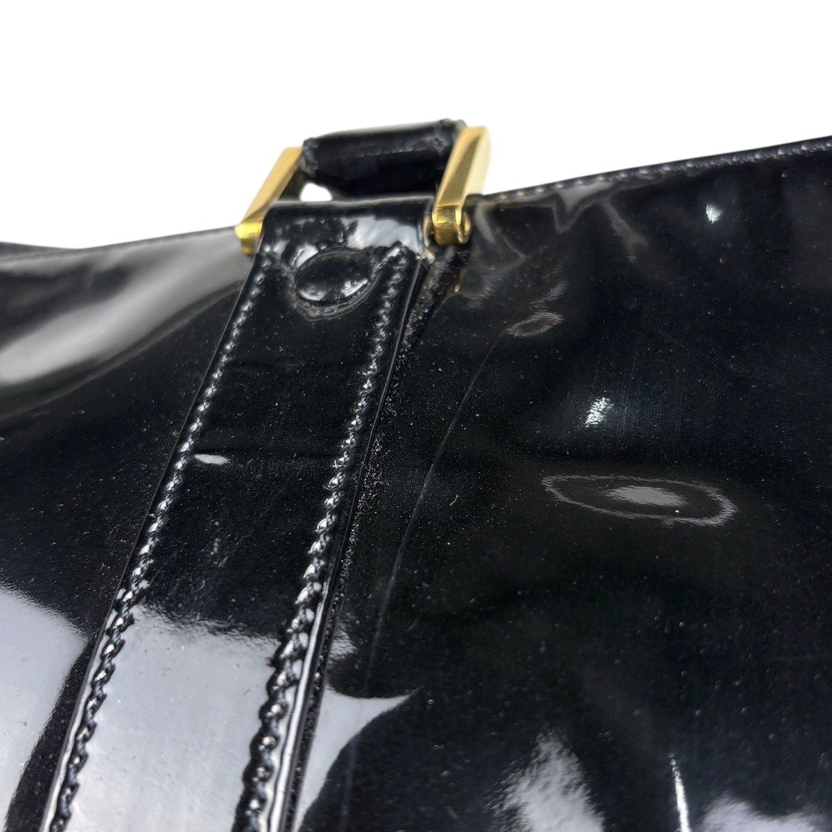 Chanel CC Logo Boston Bag 2-Way Enamel Patent Leather Black — view 8
