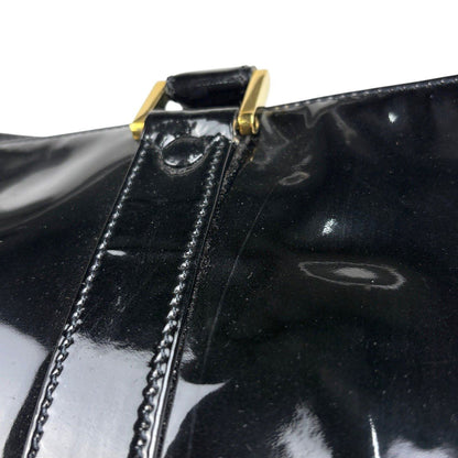 Chanel CC Logo Boston Bag 2-Way Enamel Patent Leather Black — view 8