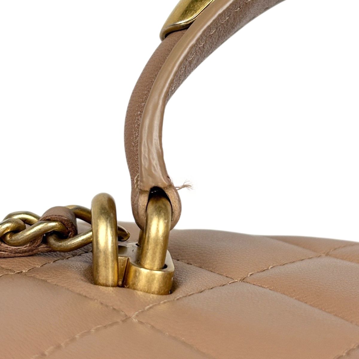 Chanel CC Logo Vanity Shoulder Bag Makeup Pouch Leather Beige — view 9