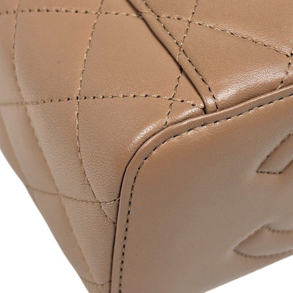 Chanel CC Logo Vanity Shoulder Bag Makeup Pouch Leather Beige — view 6