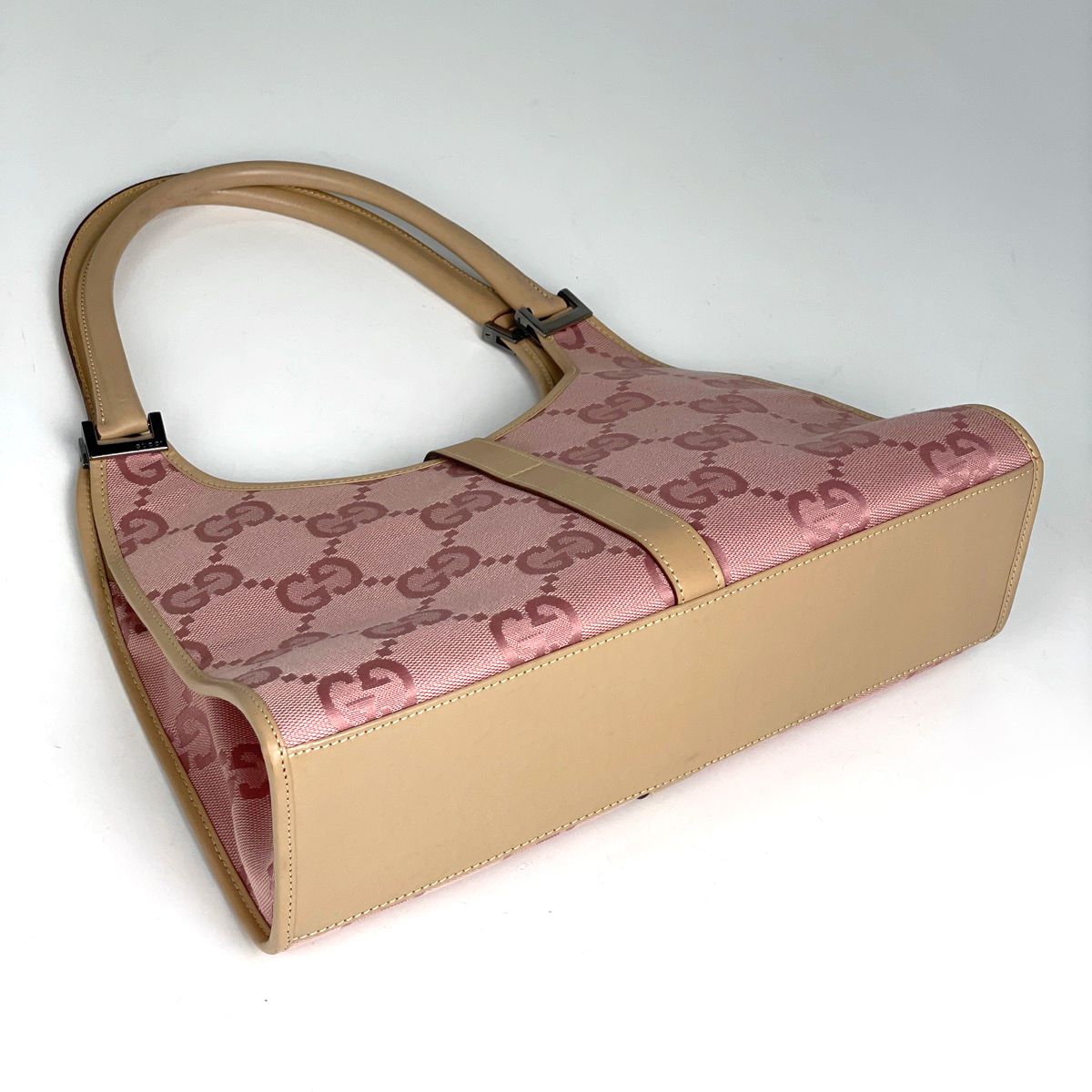 Gucci Jackie Line Handbag GG Pattern Canvas Pink Beige — view 2