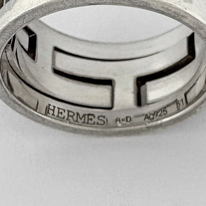 Hermes Mubouche Ring Logo 925 Sterling Silver Black