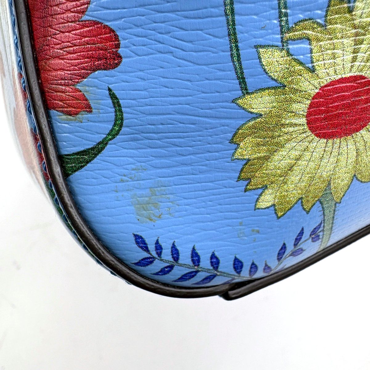 Gucci Nymfair Small New Flora Handbag 2-Way Bamboo Leather Blue — view 4