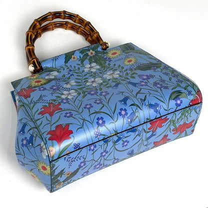 Gucci Nymfair Small New Flora Handbag 2-Way Bamboo Leather Blue — view 2
