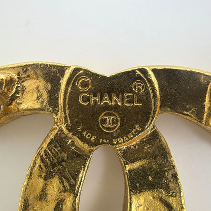 Chanel CC Logo Line Stone Brooch Gold Plated — view 5