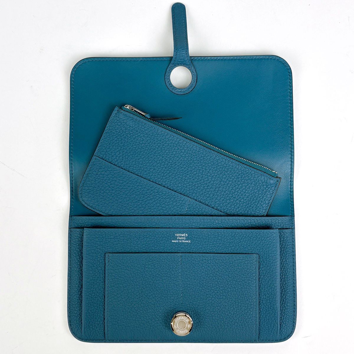 Hermes Dogon GM Bifold Wallet Taurillon Clemence Blue — view 8