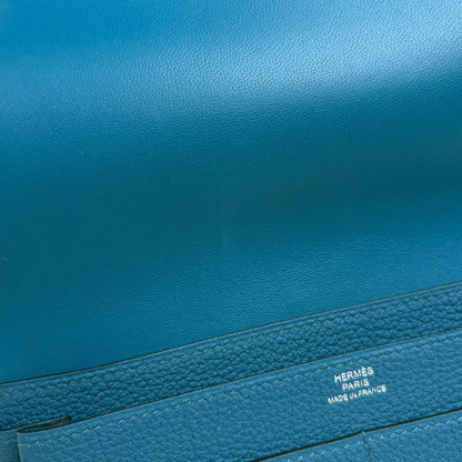 Hermes Dogon GM Bifold Wallet Taurillon Clemence Blue — view 5