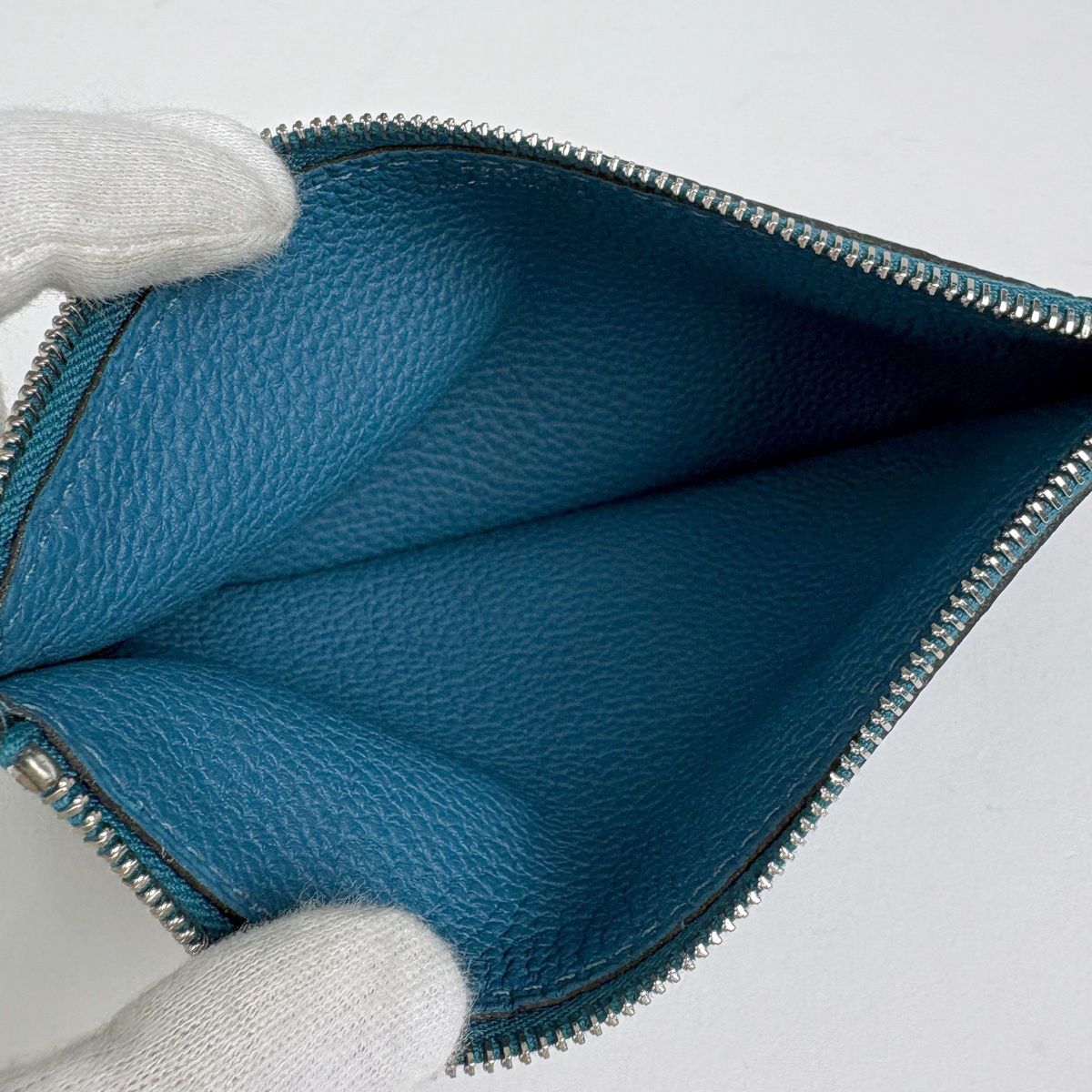 Hermes Dogon GM Bifold Wallet Taurillon Clemence Blue — view 7