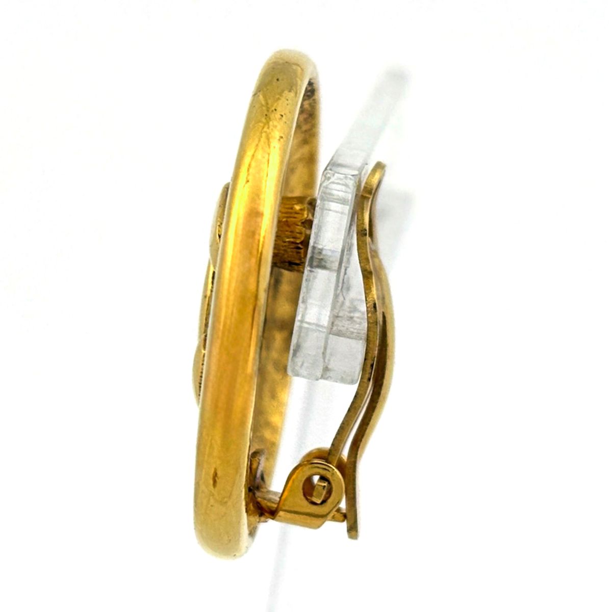 Chanel CC Logo Earrings Round Gold Plated — view 2